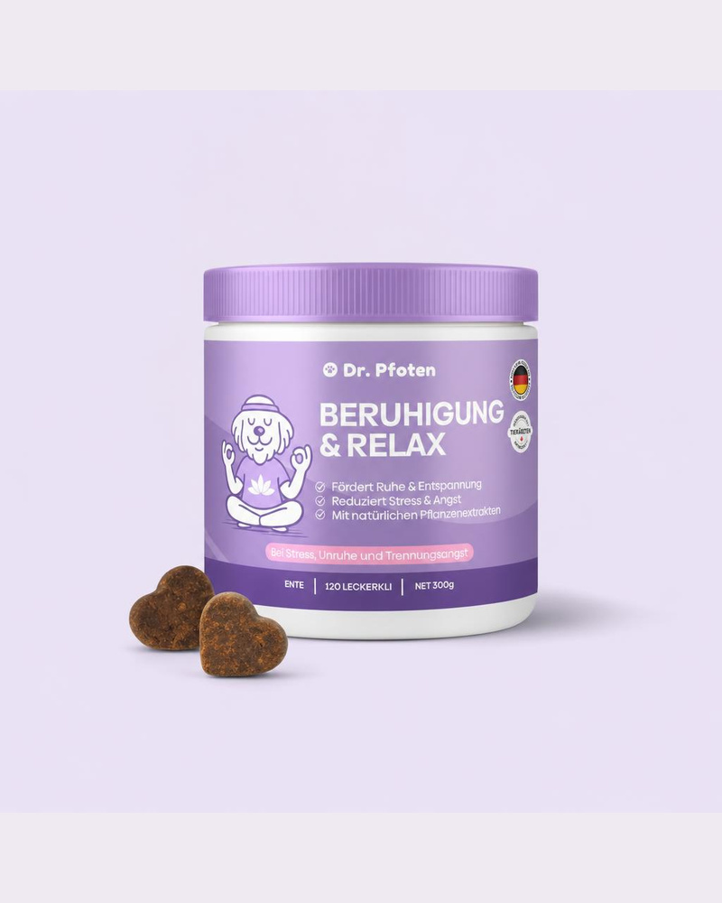 Dr. Pfoten Calming Treats jar - front